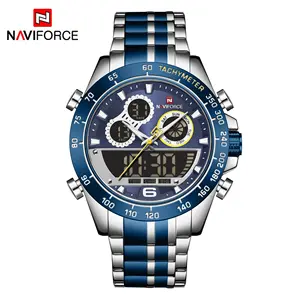 Stainless Steel Man Wristwatches NAVIFORCE 9188 Luxury Quality Quartz Digital Sport Watch For Men