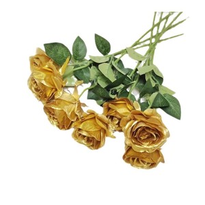 TC Wholesale Fleurs artificielles en or et argent, branches de roses en soie, <span class=keywords><strong>bouquet</strong></span> de roses artificielles, fausses roses pour la décoration de mariage, de fête à domicile - Product Image 6