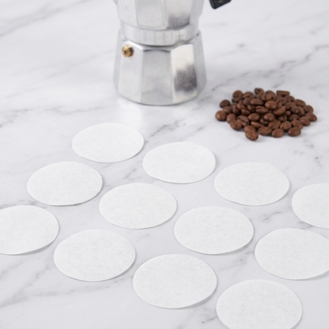 Meika Reusable Eco-Friendly Food Grade Natural Wood Pulp Coffee Filter Paper for Moka Pot Espresso Machine Unbleached