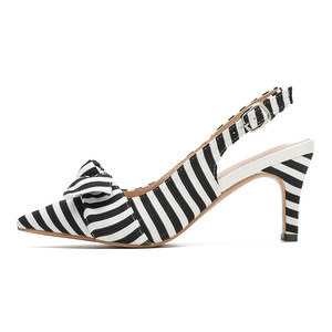 Striped Pointed Toe Pumps <b>With</b> <b>Bow</b> Ankle Strap Stiletto Heel High Heels Women Fashion Trend D'Orsay <b>Shoes</b> All Seasons - Product Image 4