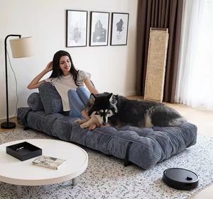 Chesterfield Hiện Đại <span class=keywords><strong>Sofa</strong></span> Đặt Hình Chữ Nhật Có Thể Gập Lại Phòng Khách Nén Bọt Ngủ Chuyển Đổi <span class=keywords><strong>Sofa</strong></span> Giường Vải Gối - Product Image 6