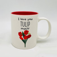 Promotion 11 oz couleur boîte glaçure blanc céramique lait tasse printemps fleur fête cadeau tasse décalcomanie impression ensemble céramique Logo personnalisé