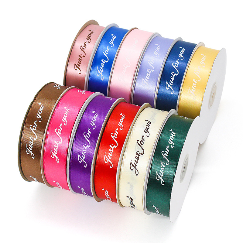 Luxury Gift Wrap Grosgrain Customize Ribbon Printed With Logo Double Faced Satin Polyester Ribbon for Craft