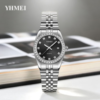 YHMEI8259 Jam Tangan Kuarsa Harian New Wave Dial Klasik Tahan Air Fungsi Lampu Malam Tali Baja Tahan Karat Jam Tangan Wanita