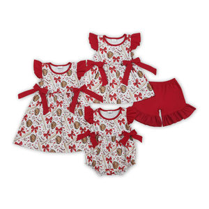 Nuevo conjunto de ropa para niños con estampado de lazos de béisbol, ropa de verano para niñas, ropa a juego para hermanas. - Product Image 1