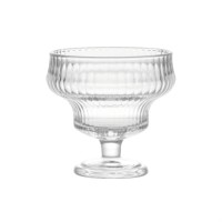 Bol de service à pied en cristal facetté de 280 ml, motif diamanté, tige perlée. Style bohème, sans danger pour les aliments, pour desserts/fruits. Accueil