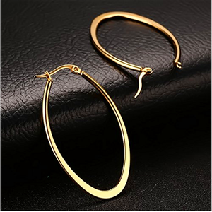 Boucles d'oreilles ovales en or enveloppé de vie Créole fantaisie Or Rose Prévenir les allergies Boucle d'oreille - Product Image 5