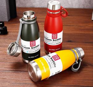 Sus 306 Custom Logo Powder Coated Vacuum Insulated Thermal Flask Stainless Steel Bottle <b>With</b> Strap - Product Image 5