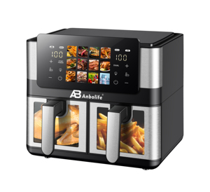 Anbolife Offre Spéciale Four <span class=keywords><strong>Friteuse</strong></span> à <span class=keywords><strong>Air</strong></span> <span class=keywords><strong>Chaud</strong></span> 8L, <span class=keywords><strong>Double</strong></span> Panier, <span class=keywords><strong>Double</strong></span> Zone, Électrique Numérique, 2-en-1 avec Grand Panier et Séparateur - Product Image 1