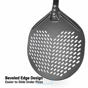 Pelle à pizza carrée en aluminium anodisé dur perforé noir, résistante à la chaleur, avec manche détachable, 12, 13, 14, 16 pouces - Product Image 3