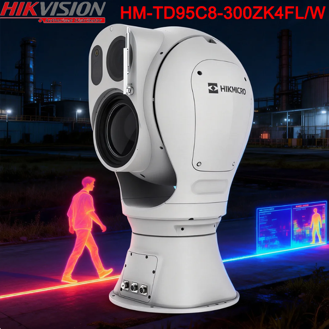 Hikvision HM-TD95C8-300ZK4FL/W Thermal Optical Dual-spectrum PTZ Camera NEMA4X Anti-corrosion Fire Smoke AI Perimeter Detection