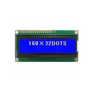 160x32 एलसीडी डिस्प्ले स्क्रीन 16032 मोनोक्रोम ग्राफिक एलसीडी मॉड्यूल पिन हैडर कनेक्शन के साथ पीली हरी बैकलाइट एलसीडी स्क्रीन