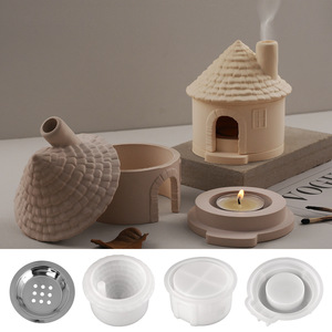 <span class=keywords><strong>Moule</strong></span> en silicone DM1320 pour brûleur d'encens, pot à encens, porte-bougie en ciment, résine, plâtre, artisanat - Product Image 2