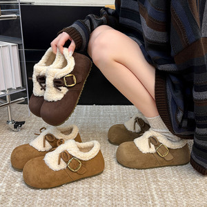 รองเท้าบูทบุขนสั้นสำหรับผู้หญิง รุ่นเพิ่มความสูงด้านใน สไตล์เรโทร ยี่ห้อ Birkenstocks เหมาะสำหรับฤดูหนาว พื้นหนา วัสดุไมโครไฟเบอร์ บุขนเทียม - Product Image 3