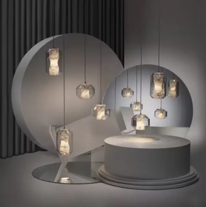 Lámpara de araña de línea larga minimalista moderna de una sola cabeza, luz colgante de cristal gris para comedor, lámpara de tamaño medio - Product Image 5