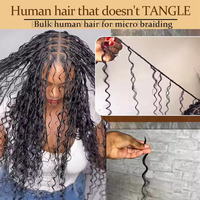 Cheveux humains brésiliens Remy en vrac, non traités, à ondulations lâches, pour tressage, cuticules alignées, sans trame, ondulations profondes naturelles, vente en gros
