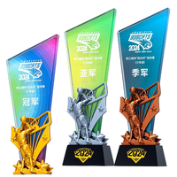 ELOR Trophées de médailles d'événements sportifs imprimés UV en verre de cristal plaqué or pour cadeaux de bienvenue ou plaques