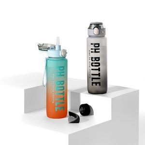 BPA Free Plastic Recyclable Gradient Color 32oz 1L Half Gallon Gym Fitness Sports Motivational Water <b>Bottle</b> Vendor - Product Image 2