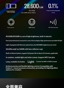 Luz LED <span class=keywords><strong>de</strong></span> Video a Todo Color Godox RS100Bi RS100R <span class=keywords><strong>de</strong></span> 100W, Luz <span class=keywords><strong>de</strong></span> Relleno Portátil para Cámara, para <span class=keywords><strong>Fotografía</strong></span> <span class=keywords><strong>de</strong></span> Estudio, Vlogs <span class=keywords><strong>de</strong></span> YouTube - Product Image 6
