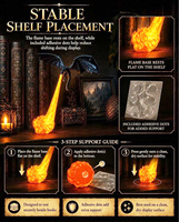 Lampe d'angle Dragon pour étagère, imprimée en 3D, LED, effet de flamme, design volant, décoration de bibliothèque, flamme bleue et rouge, durable