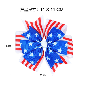 Vente en gros : Pinces à cheveux 4 juillet pour bébé fille, motif étoile <span class=keywords><strong>et</strong></span> drapeau rayé, accessoires de coiffure pour la Journée du Drapeau - Product Image 2