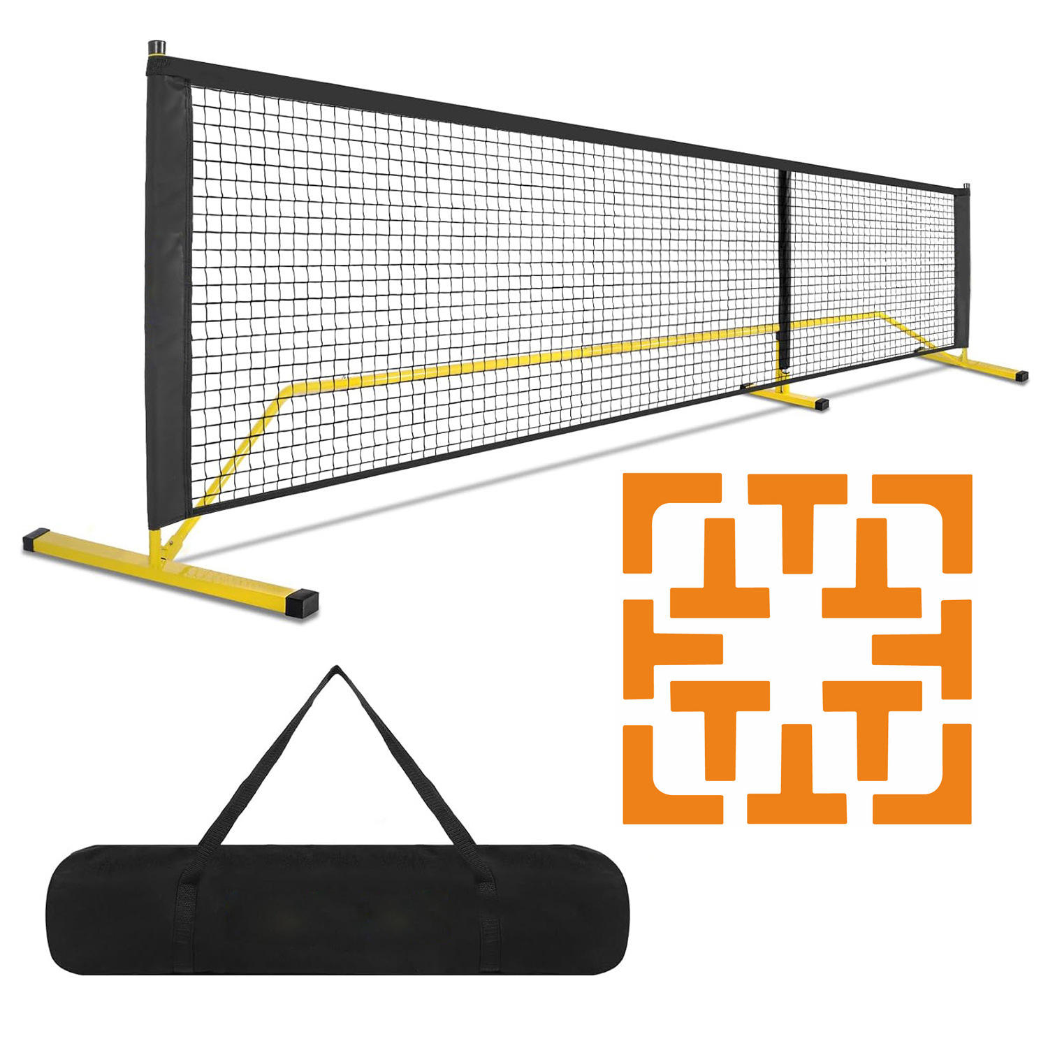 Red amarilla, líneas de cancha naranjas