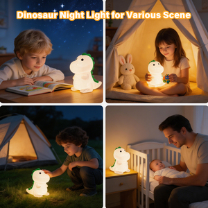Lampada da Comodino per Bambini con 7 Colori Cangianti, Dimmerabile, in Silicone Morbido, Regalo Carino, Luce Notturna a Forma di Dinosauro per Cameretta - Product Image 3