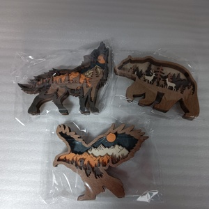 Fabbrica fatta a mano in legno personalizzato ornamento di natale ciondolo animale foresta di montagna città Design magneti personalizzati <span class=keywords><strong>per</strong></span> frigo - Product Image 2