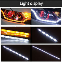 Bande lumineuse LED DRL 12V, flexible, étanche, pour feux de jour, clignotants jaunes à défilement, éclairage décoratif de voiture