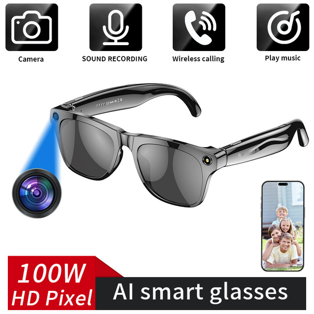 Smart Glasses with Camera Audio Sunglasses Wireless Calling Music Recording Video Eyewear Factory Wholesale