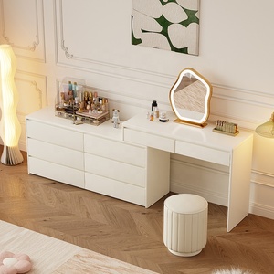 Meubles de chambre à coucher moderne beau design pas cher longue lumière LED maquillage coiffeuse avec miroir et tiroirs - Product Image 3