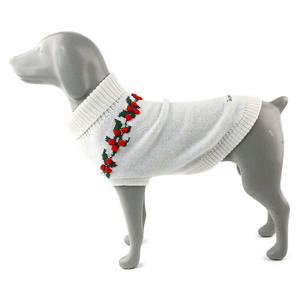 Gift Pet Knitwear <strong>Dog</strong> Cat <strong>Jumper</strong> Sweater with 3D Holly Berry Embroidery Red Green Soft for Holiday Party <strong>Xmas</strong> Photo - Product Image 1