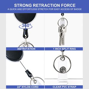 Porte-badge rétractable bidirectionnel avec logo couleur personnalisé, clip vertical/horizontal et pochette pour carte d'identité – Accessoire - Product Image 3