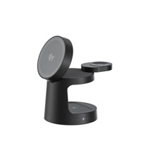 Pengisi Daya Nirkabel Magnetik 3-in-1 25W dengan Lampu Meja Mini Terintegrasi, Bahan ABS, Kompatibel Qi2.2 untuk iPhone & Apple Watch