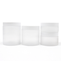 Bocaux en plastique PET transparent givré personnalisables avec logo, 50 ml, 100 ml, 150 ml, 200 ml, 4 oz, 8 oz, vides, pour crème visage, corps, yeux, beurre corporel, avec couvercles blancs