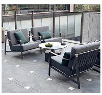 Ensemble de canapés en rotin en alliage d'aluminium pour l'extérieur, patio, jardin, cour, terrasse, résistant à la pluie, protection solaire, mobilier décontracté nordique