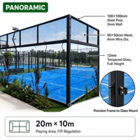 Terrain de padel mobile et portable |   Terrain de padel extérieur 20x10m, kit préfabriqué en acier et verre, gazon artificiel 12mm, garantie 5 ans