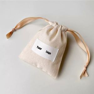 Pochette personnalisée en toile de coton avec cordon de serrage, petite pochette anti-poussière en coton avec ruban en soie - Product Image 3
