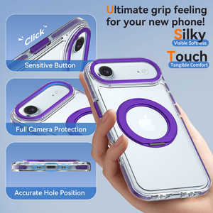 <span class=keywords><strong>Precio</strong></span> <span class=keywords><strong>de</strong></span> Fábrica 360 °   Funda para Teléfono con Anillo Magnético Giratorio, Marco Metálico Morado para Lente, Transparente, Antigolpes, Personalizada - Product Image 5