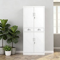 Armoire de classement moderne en acier avec 2 tiroirs et 4 portes - Grande capacité, durable et écologique pour la maison, le bureau et l'hôpital
