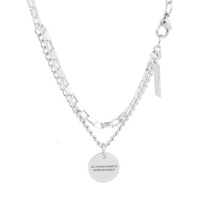 New Retro Simple <b>Titanium</b> Steel Circular Letter Shaped Pendant Necklace Silver Plated Unisex's Necklaces Fashionable Jewelry - Product Image 6