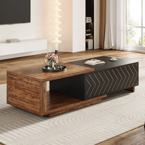 <span class=keywords><strong>Table</strong></span> basse extensible Tribesigns, longueur réglable de 42 à 65 pouces, 2 tiroirs, rangement central réversible, <span class=keywords><strong>table</strong></span> d'appoint pour salon - Product Image 6
