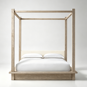 Lit à baldaquin en noyer massif de style américain moderne avec un design de lit moelleux, élégant, durable et écologique - Product Image 4