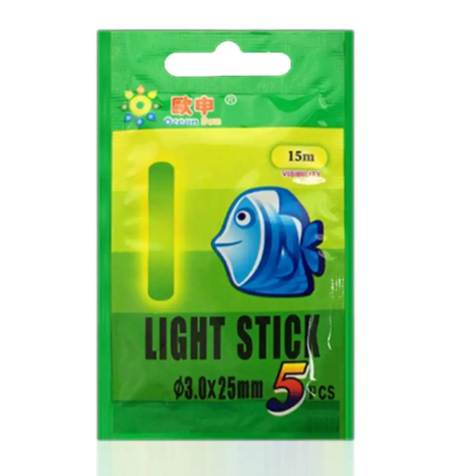 Flutuador luz fluorescente luminosa, 5 peças/saco 4.5*37mm luz noturna de pesca brilha vara acessórios