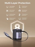 Nexode UGREEN 100W GaN USB C Pengisi Daya Retractable dengan Kabel Terintegrasi 75cm 3 Port Pengisian Cepat Adaptor Pengisi Daya Dinding untuk Laptop