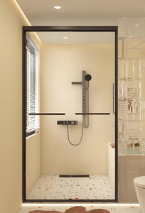 Prix <span class=keywords><strong>de</strong></span> gros, vente directe d'usine, cabine <span class=keywords><strong>de</strong></span> <span class=keywords><strong>douche</strong></span> coulissante sans cadre personnalisée avec design carré et plateau en pierre artificielle - Product Image 2