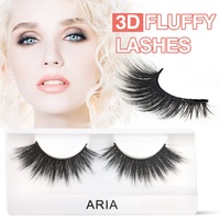 Liquidation de stock : Cils ARIA Heart Girl en coton noir, bande complète, faits à la main, effet 3D, cruelty-free, épaisseur 0,07 mm