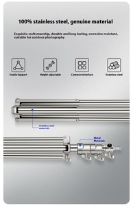 Trípode Profesional de Acero Inoxidable de 2 m con Brazo Cruzado Tipo C, Orificio para Tornillo de 1/4, Polea para Cámara de Video, Carga de 10 kg - Product Image 3