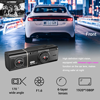Caméra de tableau de bord 3 objectifs pour voiture, enregistreur de rétroviseur 1080P, grand angle 170°, vision nocturne IR, capteur G, moniteur de stationnement, enregistrement en boucle