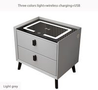 Hanyee 2024 Table de chevet multifonctionnelle simple et intelligente moderne avec charge sans fil Lampe colorée Son de verrouillage d'empreintes digitales